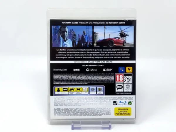 Parte trasera de Grand Theft Auto V (ESP) (v2) para PlayStation 3, edición PAL España