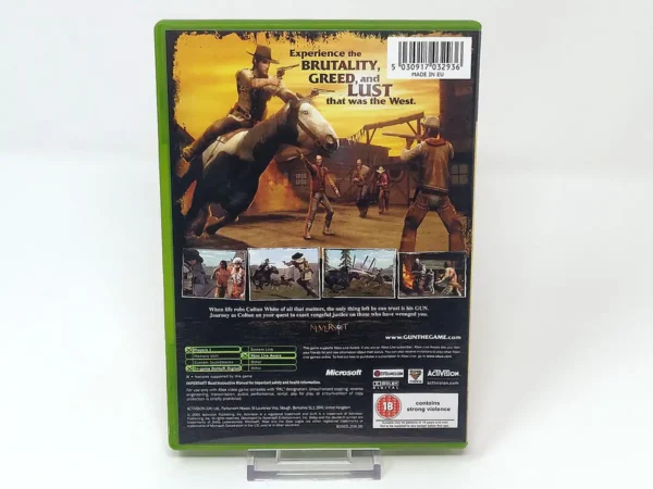 Parte trasera de Gun (UK) para XBOX, edición PAL UK