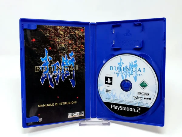 Interior del juego Bujingai: Swordmaster (ITA) para PlayStation 2 con disco y manual