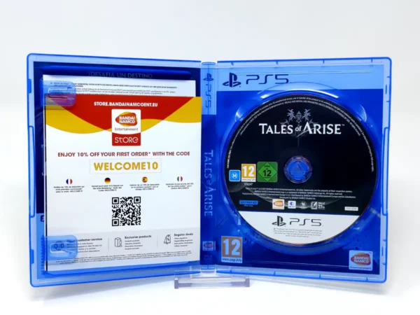 Interior del juego Tales of Arise (ESP) para PlayStation 5 con disco y manual