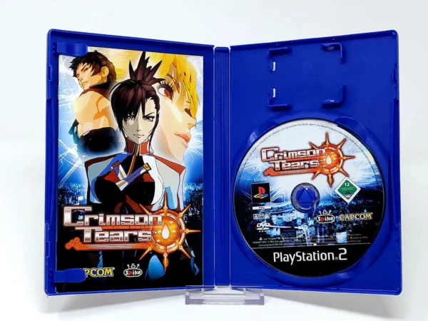 Interior del juego Crimson Tears (ESP) para PlayStation 2 con disco y manual