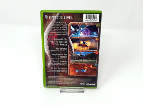 Parte trasera de Azurik: Rise of Perathia (ESP) para XBOX, edición PAL España