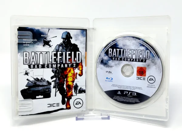 Interior del juego Battlefield: Bad Company 2 (ESP) para PlayStation 3 con disco y manual