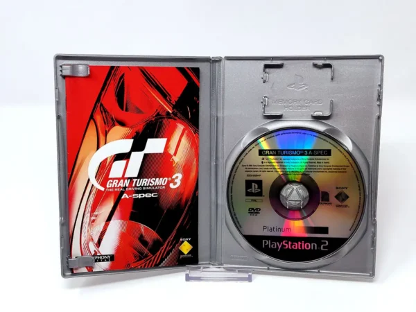 Interior del juego Gran Turismo 3: A-Spec (ESP) (Platinum) para PlayStation 2 con disco y manual