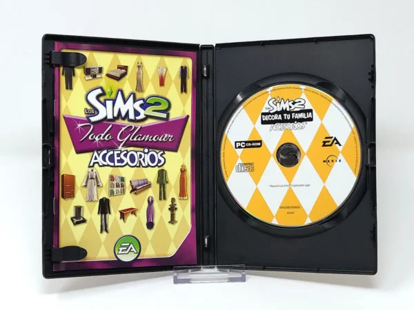 Interior del juego Los Sims 2: Todo Glamour Accesorios (ESP) para PC con disco y manual