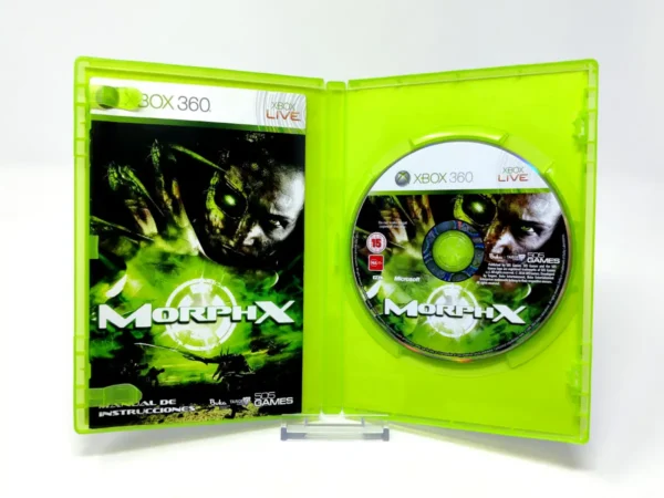 Interior del juego MorphX (ESP) para XBOX 360 con disco y manual