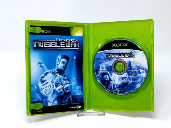 Interior del juego Deus Ex: Invisible War (ESP) para XBOX con disco y manual