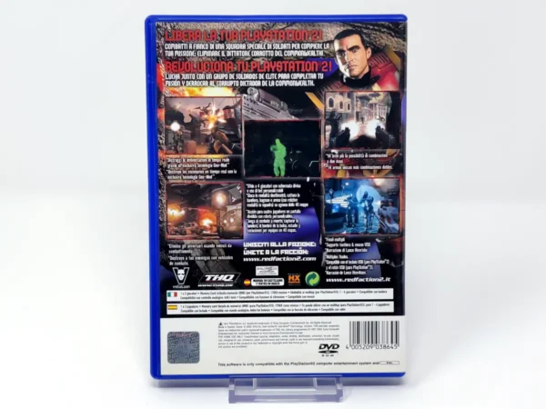 Parte trasera de Red Faction II (ESP) para PlayStation 2, edición PAL España
