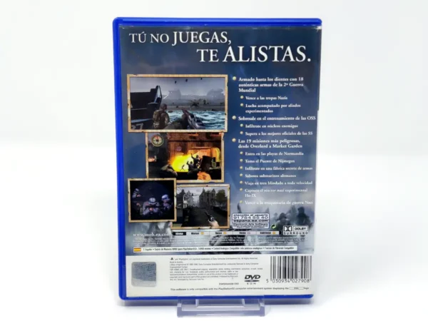 Parte trasera de Medal of Honor: Frontline (ESP) para PlayStation 2, edición PAL España