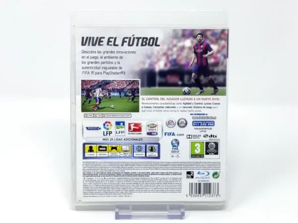 Parte trasera de FIFA 15 (ESP) para PlayStation 3, edición PAL España