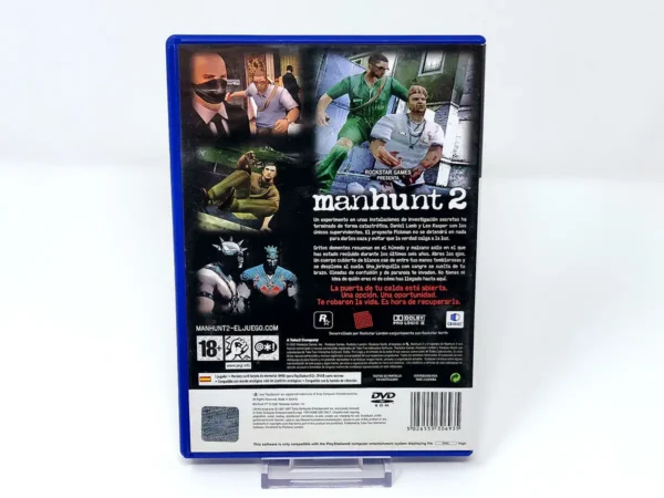 Parte trasera de Manhunt 2 (ESP) para PlayStation 2, edición PAL España