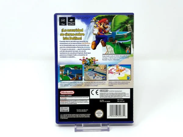 Parte trasera de Super Mario Sunshine (ESP) para Nintendo GameCube, edición PAL España