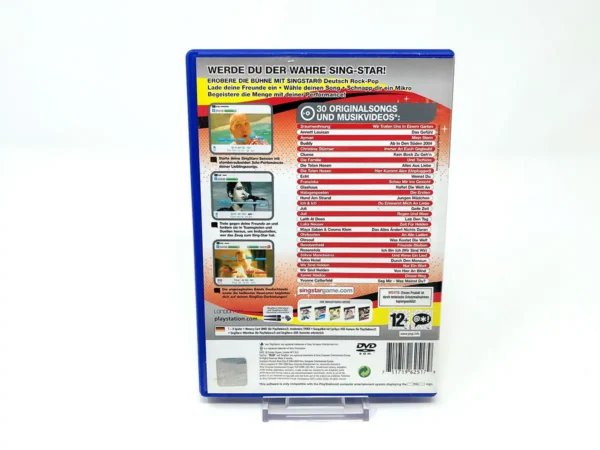 Interior del juego SingStar Deutsch Rock-Pop (ALE) para PlayStation 2 con disco y manual