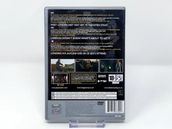 Parte trasera de The Getaway: Black Monday (EUR) (Con Mapa) (Platinum) para PlayStation 2, edición PAL EUR