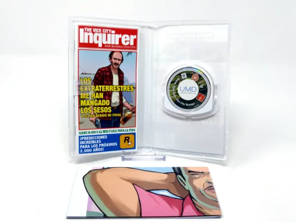 Interior del juego Grand Theft Auto: Vice City Stories (ESP) (Platinum) (Con Mapa) para PSP con disco y manual