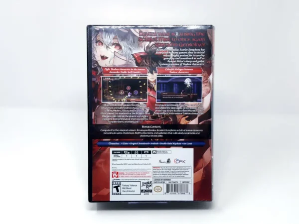 Parte trasera de Koumajou Remilia: Scarlet Symphony (Deluxe Edition) (USA) (Limited Run) (Precintado) para Nintendo Switch, edición NTSC USA