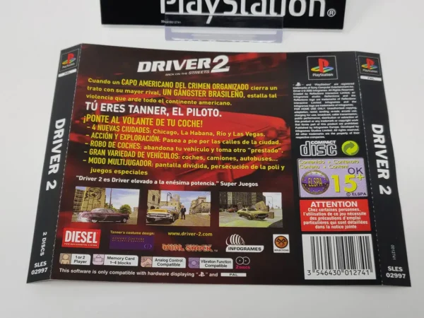 Driver 2: Back on the Streets (ESP) (Carátulas) para PlayStation 1, de segunda mano