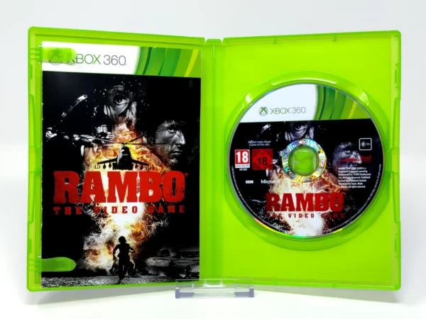 Interior del juego Rambo: The Video Game (ESP) para XBOX 360 con disco y manual