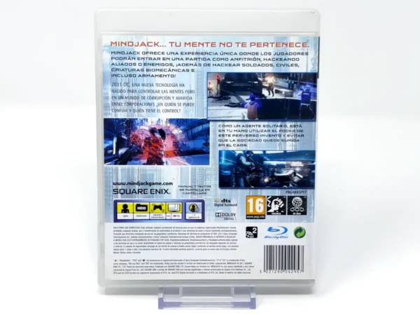 Parte trasera de Mindjack (ESP) para PlayStation 3, edición PAL España