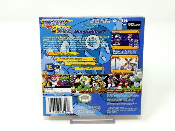 Parte trasera de Megaman & Bass (USA) para Nintendo Game Boy Advance, edición NTSC USA