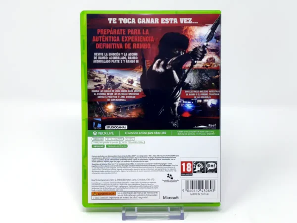 Parte trasera de Rambo: The Video Game (ESP) para XBOX 360, edición PAL España