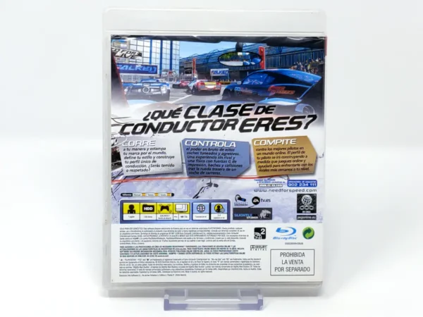 Parte trasera de Need for Speed: Shift (ESP) (v1) para PlayStation 3, edición PAL España