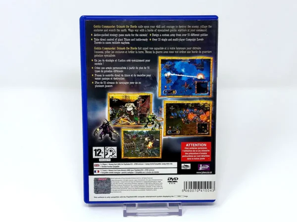 Parte trasera de Goblin Commander: Unleash the Horde (UK) para PlayStation 2, edición PAL UK