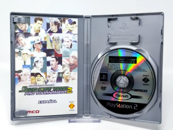 Interior del juego Smash Court Tennis: Pro Tournament 2 (ESP) (Platinum) para PlayStation 2 con disco y manual
