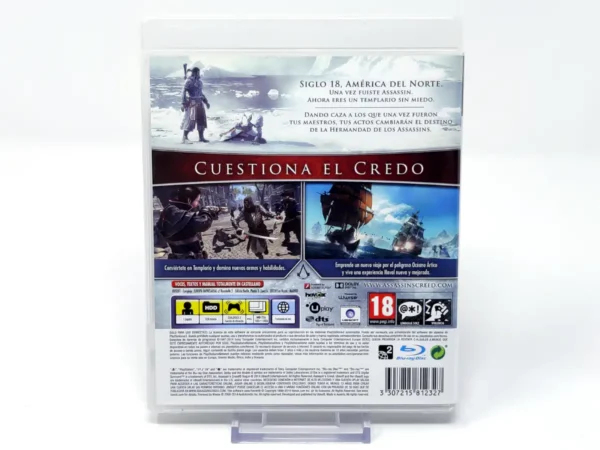 Parte trasera de Assassin's Creed: Rogue (ESP) para PlayStation 3, edición PAL España