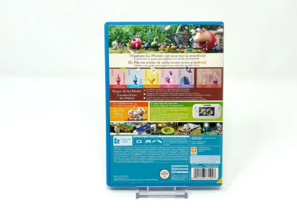 Lateral de la caja de Pikmin 3 (ESP) para Nintendo Wii U