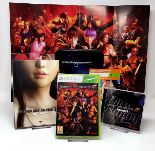 Interior del juego Dead or Alive 5 (Edición Coleccionista) (ESP) para XBOX 360 con disco y manual