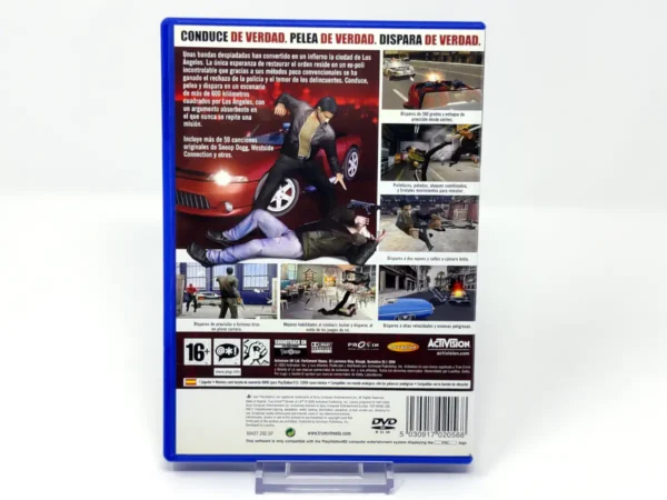 Parte trasera de True Crime: Streets of LA (ESP) para PlayStation 2, edición PAL España