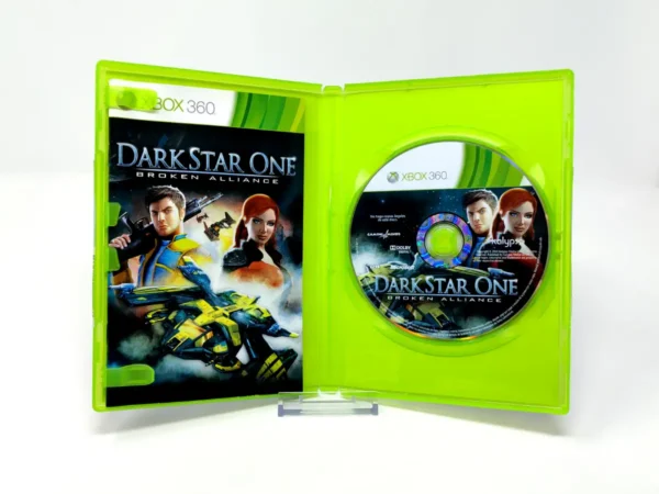 Interior del juego DarkStar One: Broken Alliance (ESP) para XBOX 360 con disco y manual