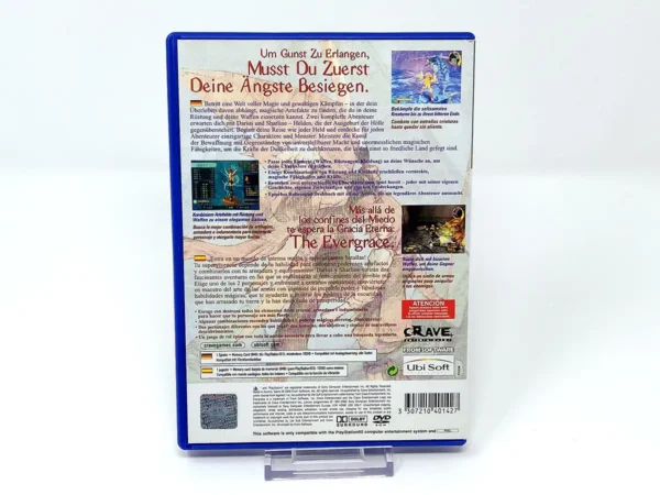 Parte trasera de Evergrace para PlayStation 2, edición PAL España
