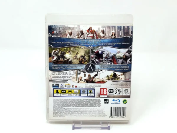 Parte trasera de Assassin's Creed: La Hermandad (ESP) (v1) para PlayStation 3, edición PAL España