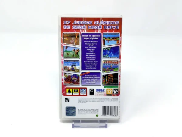 Parte trasera de Sega Mega Drive Collection (ESP) (Essentials) para PSP, edición PAL España
