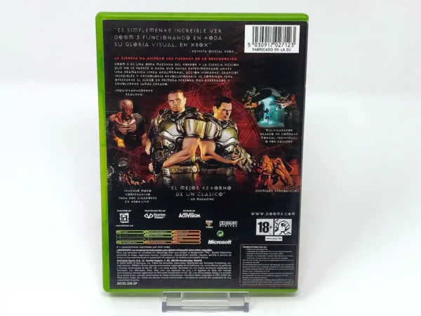 Parte trasera de DOOM 3 (ESP) para XBOX, edición PAL España