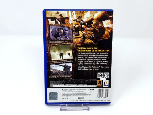 Parte trasera de Mercenaries (UK) para PlayStation 2, edición PAL UK