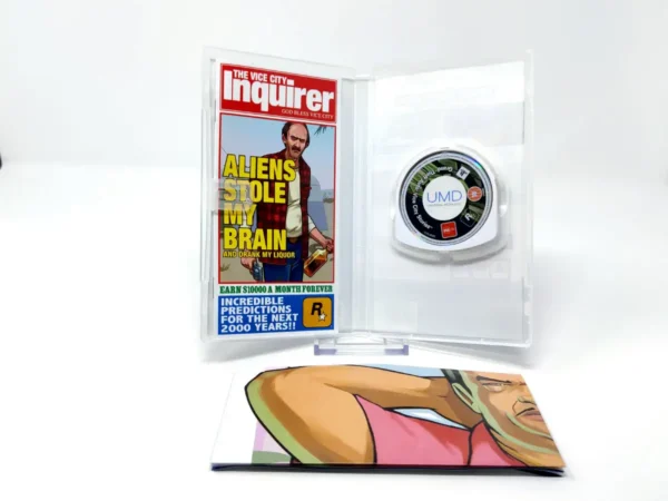 Interior del juego Grand Theft Auto: Vice City Stories (UK) (Platinum) para PSP con disco y manual
