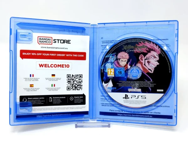 Interior del juego Jujutsu Kaisen: Cursed Clash (ESP) para PlayStation 5 con disco y manual