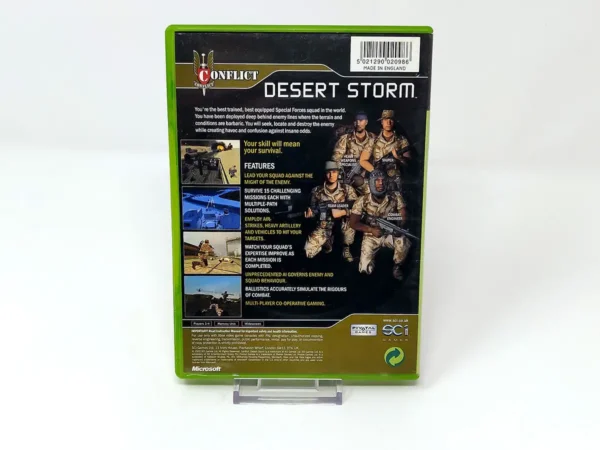 Parte trasera de Conflict: Desert Storm (UK) para XBOX, edición PAL UK