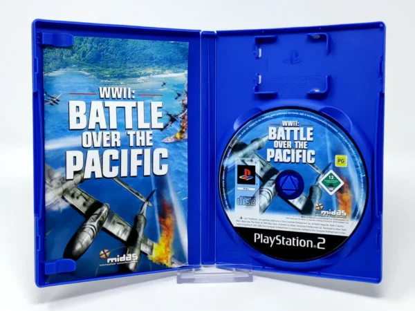 Interior del juego WWII: Battle over the Pacific (ESP) para PlayStation 2 con disco y manual