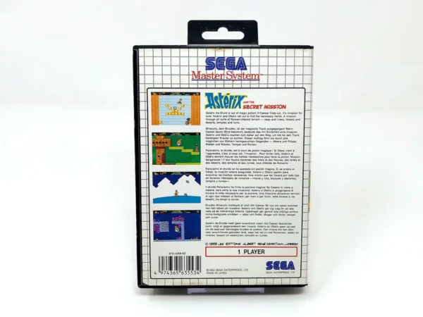 Parte trasera de Astérix and the Secret Mission (ESP) (Rebajado) para Sega Master System, edición PAL España