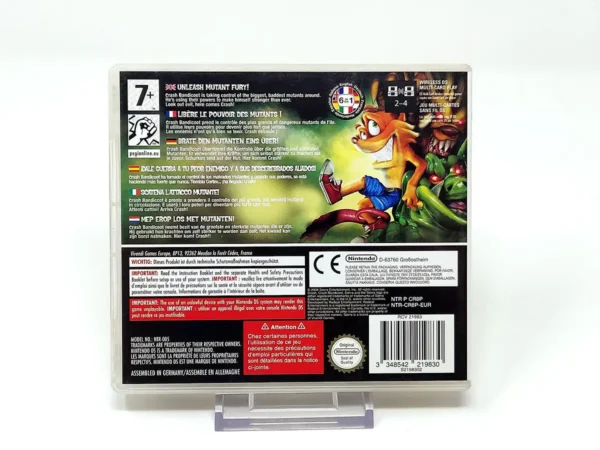 Parte trasera de Crash: Mind over Mutant (ESP) para Nintendo DS, edición PAL España