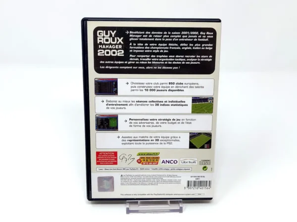 Parte trasera de Guy Roux Manager 2002 (FRA) (Rebajado) para PlayStation 2, edición PAL Francia