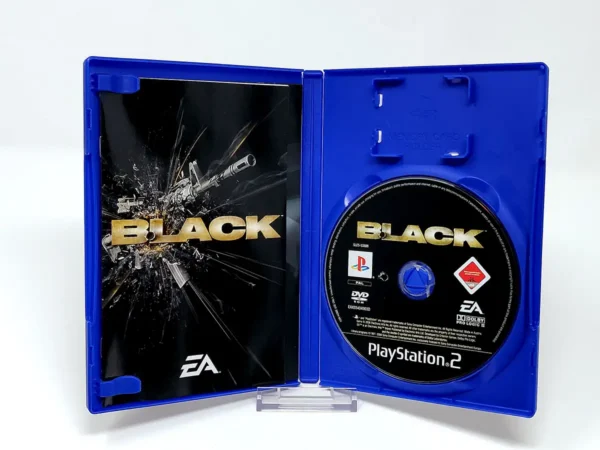 Interior del juego Black (ESP) para PlayStation 2 con disco y manual