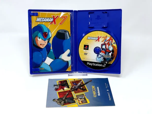 Interior del juego Mega Man X7 (ESP) para PlayStation 2 con disco y manual