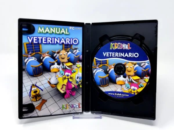 Interior del juego Kidskool Veterinario (ESP) para PC con disco y manual