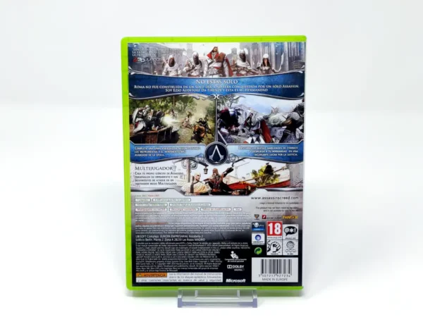 Parte trasera de Assassin's Creed: La Hermandad (ESP) para XBOX 360, edición PAL España