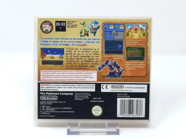 Parte trasera de Pokémon Mundo misterioso: Exploradores del Tiempo (ESP) para Nintendo DS, edición PAL España